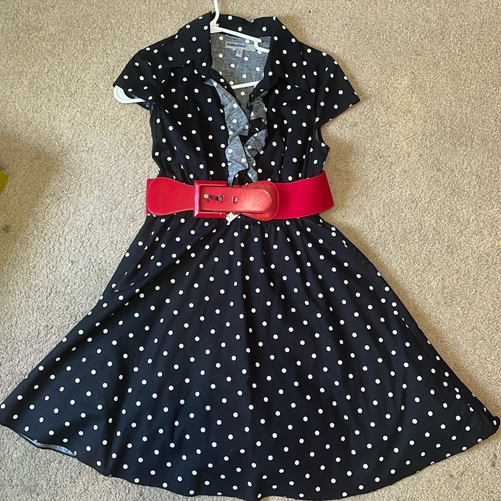 Retro belted polka dot dress